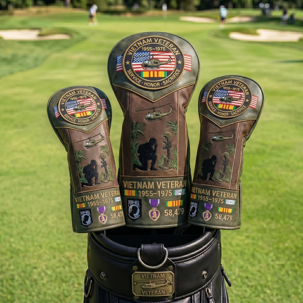 🎖️ Last Day Promo: 49% OFF ⛳️Vietnam Veteran Tribute Elite Leather Golf Head Cover -1955-1975 Service Tribute