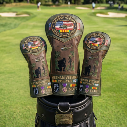 🎖️ Last Day Promo: 49% OFF ⛳️Vietnam Veteran Tribute Elite Leather Golf Head Cover -1955-1975 Service Tribute