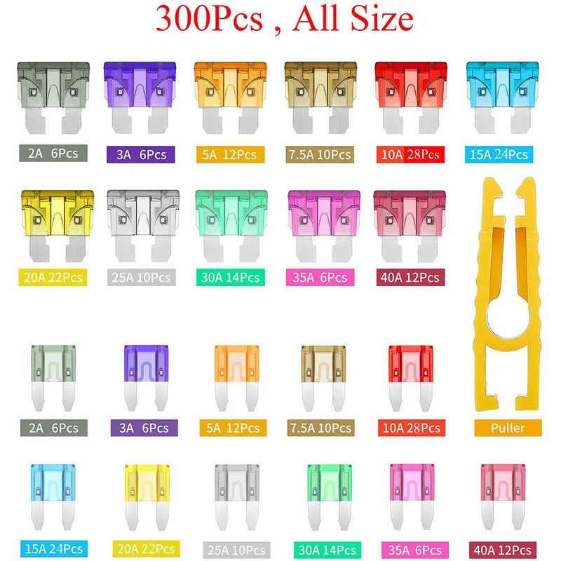 Car Fuse Assortment Kit, Mini Blade Fuses Automotive + Standard Auto Fuses🚗Aluminum sheet