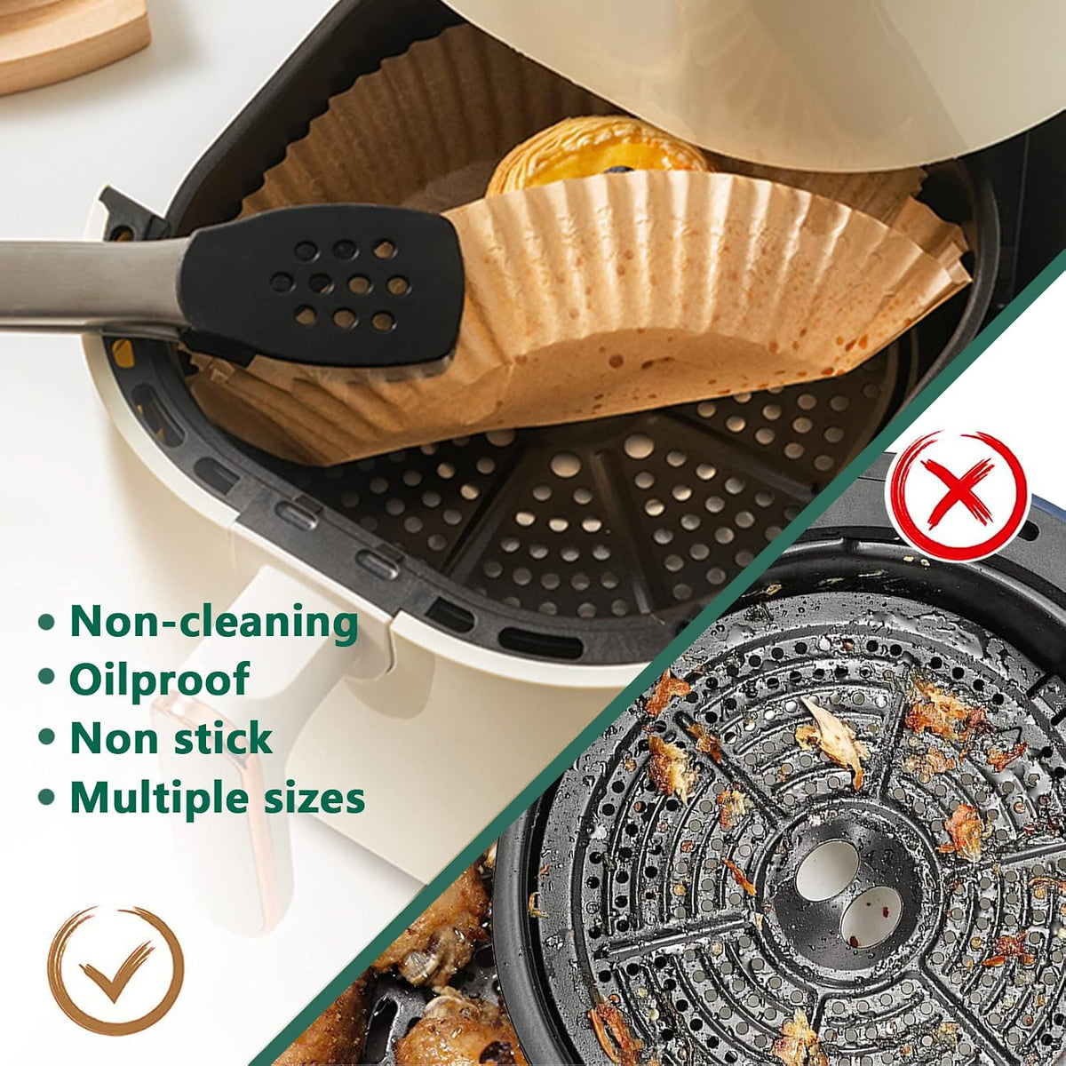 100Pcs Parchment Paper,Air Fryer Paper Liners, Air Fryer Liners Disposable for Microwave 📜