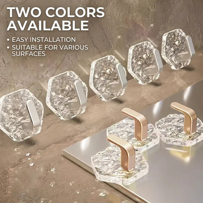 Hexagonal Ripple Self-Adhesive Hooks 10 Pack, Heavy Duty Waterproof Sticky Hooks🪝