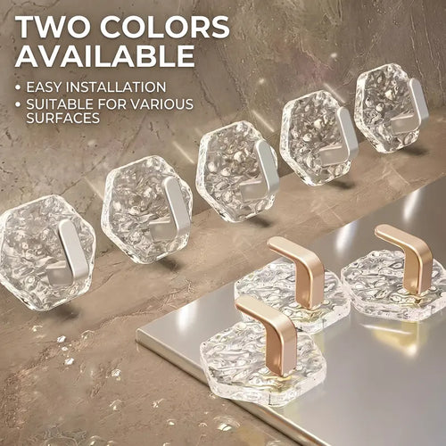 Hexagonal Ripple Self-Adhesive Hooks 10 Pack, Heavy Duty Waterproof Sticky Hooks🪝