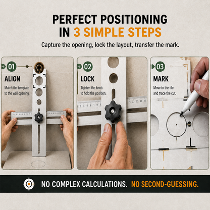 🎃Halloween Deal 50% OFF!🛠️ Stainless Steel Tile Positioning Ruler – Adjustable Drill Guide & Precision Measuring Tool