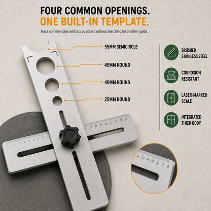🎃Halloween Deal 50% OFF!🛠️ Stainless Steel Tile Positioning Ruler – Adjustable Drill Guide & Precision Measuring Tool