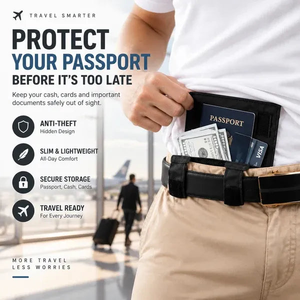 🔥3-in-1 Hidden Pocket, Slim Anti-Theft Travel Wallet Under Clothes
