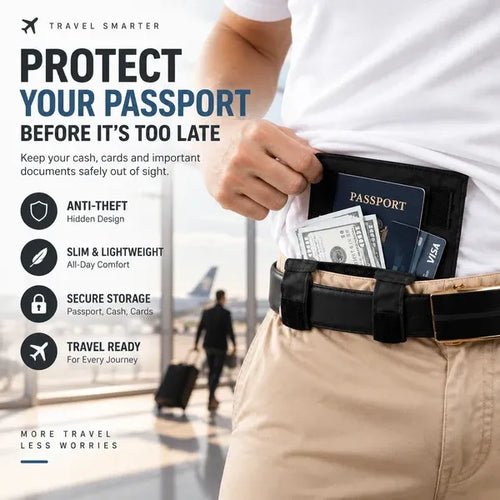 🔥3-in-1 Hidden Pocket, Slim Anti-Theft Travel Wallet Under Clothes