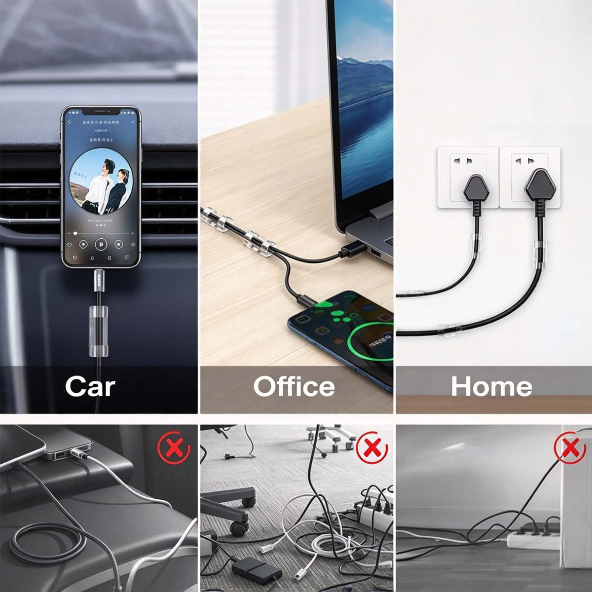 40Pcs Self-Adhesive Cable Clips,  Space-Saving Wire Cord Organizer 🔌