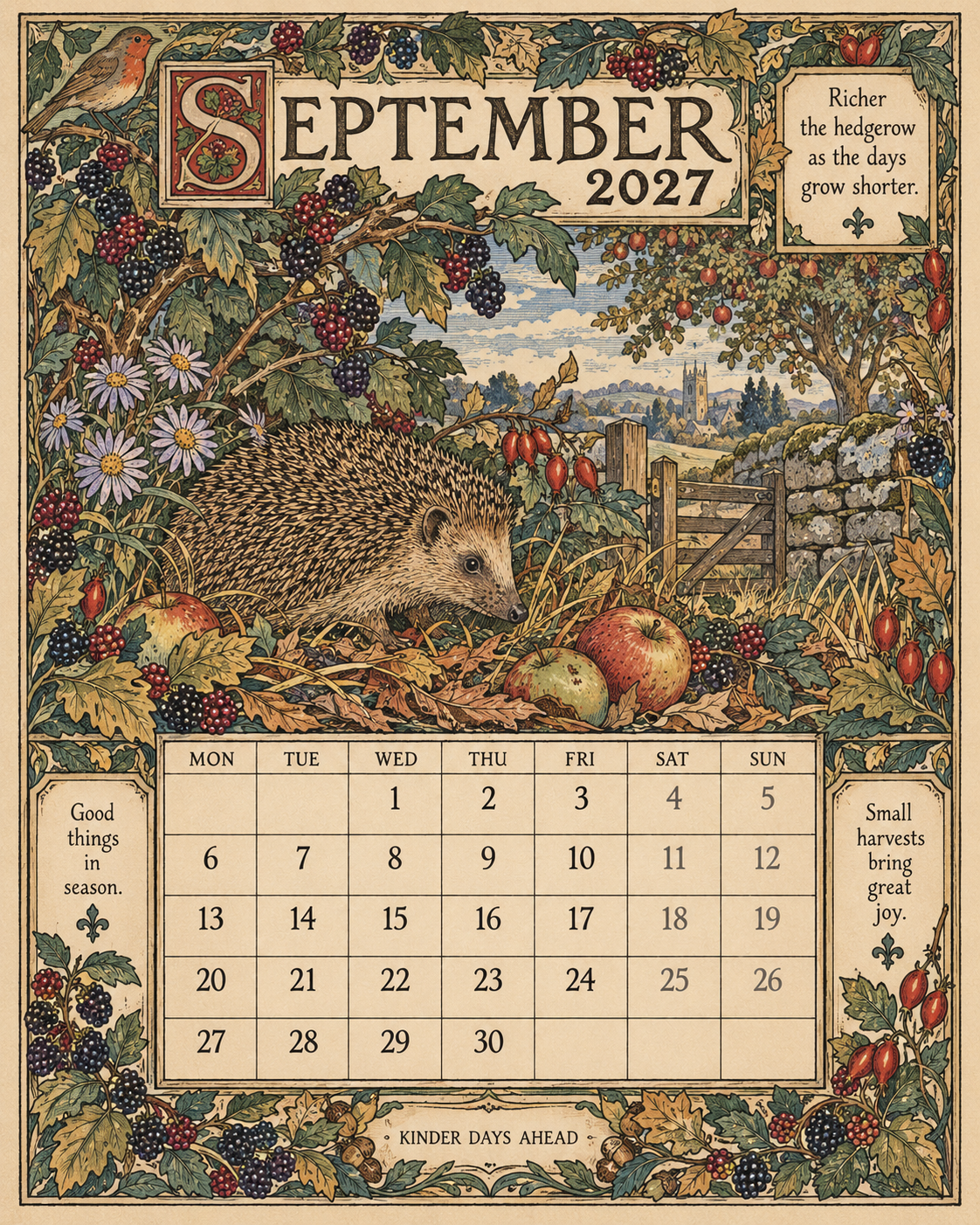 A Year In Britain 2027 – Vintage Storybook Wall Calendar