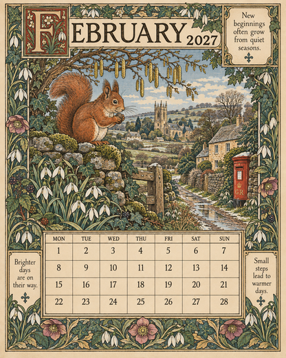 A Year In Britain 2027 – Vintage Storybook Wall Calendar