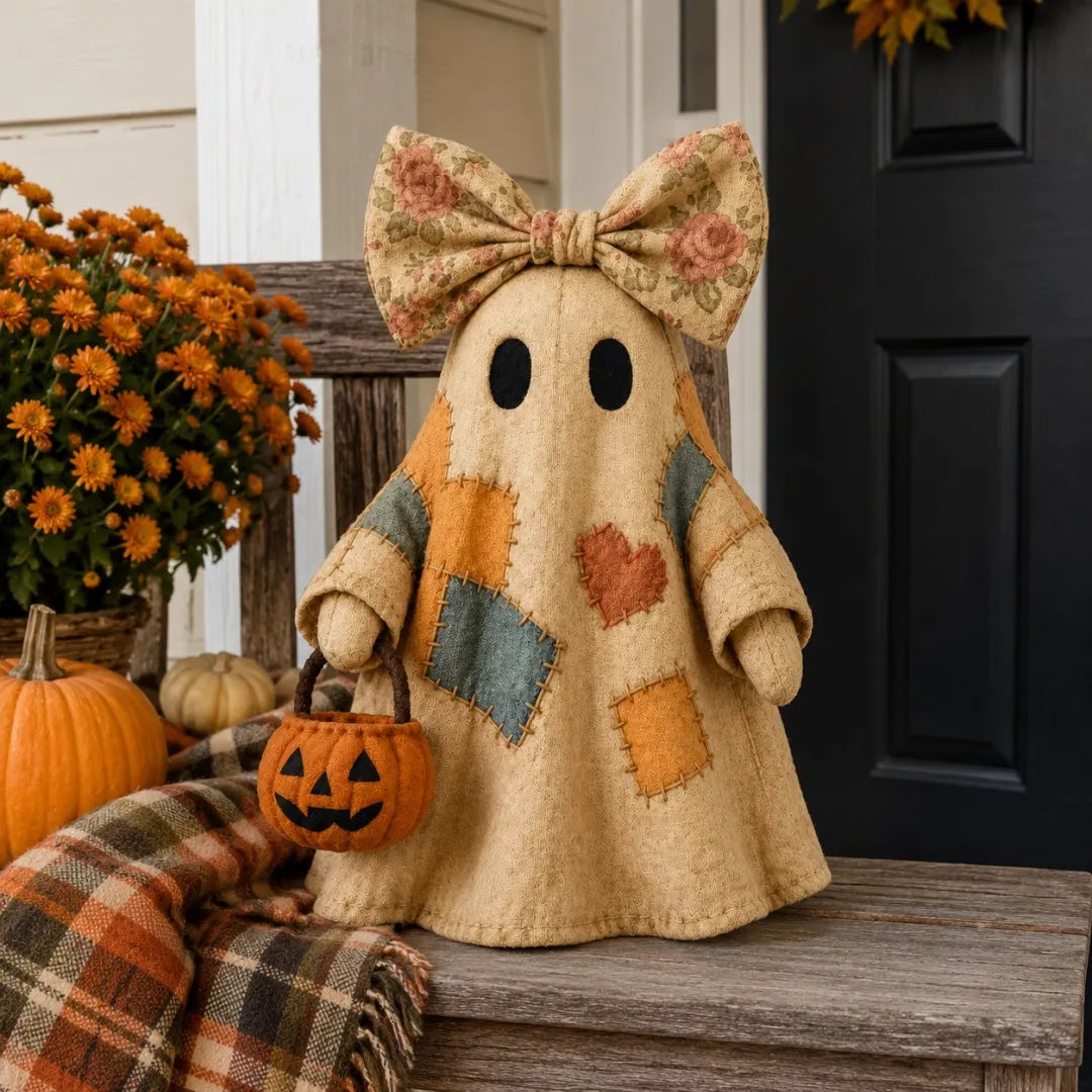🍂👻 Lighted Vintage Patchwork Ghost