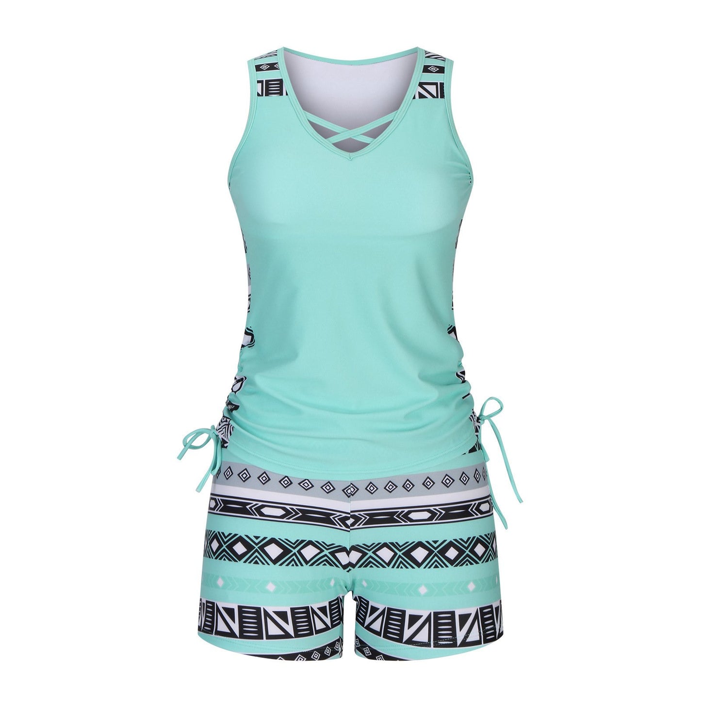 ⏰HOT SALES 60% OFF - Miraclesuit Women's 2-Piece Tummy Control Tankini Set with Built-In Bra – Flattering Boho Swimwear with Shorts 🔥 Buy 2 Free Shipping