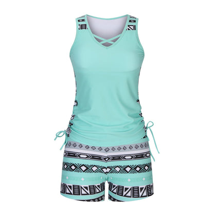 ⏰HOT SALES 60% OFF - Miraclesuit Women's 2-Piece Tummy Control Tankini Set with Built-In Bra – Flattering Boho Swimwear with Shorts 🔥 Buy 2 Free Shipping