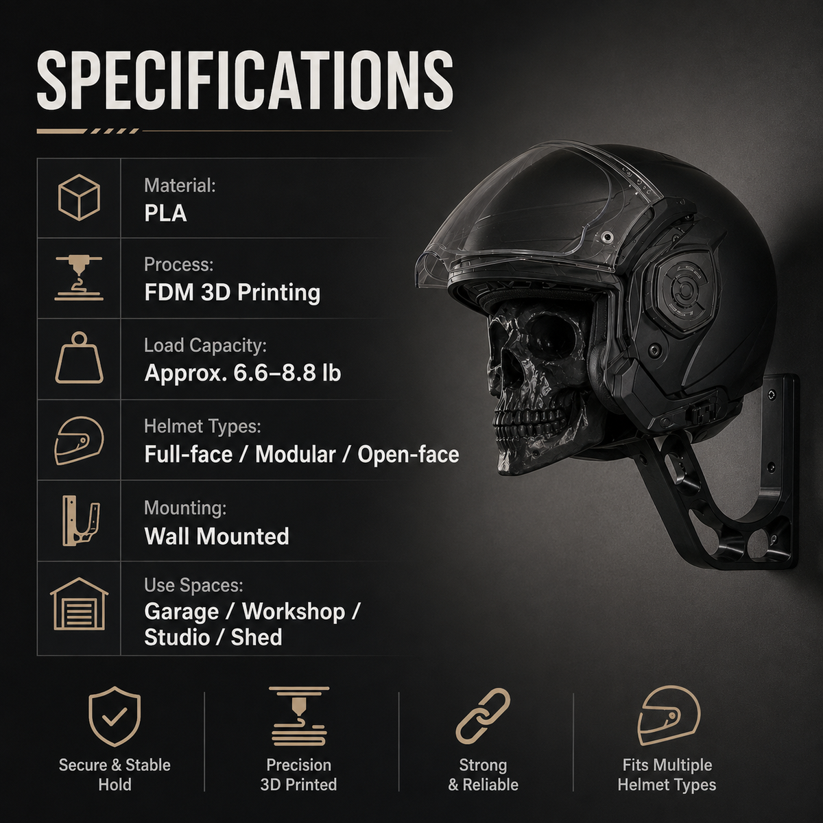🔥 Limited-Time Offer! 49% OFF - Skull Motorcycle Helmet Wall Mount