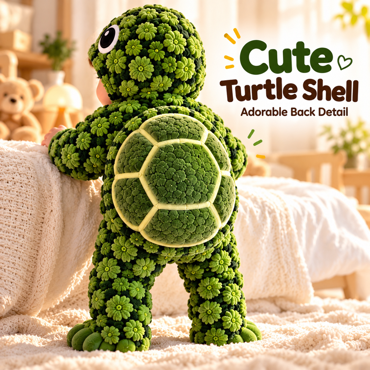 Little Turtle Plush 3D Shell Baby Onesie – Cute Hooded Cozy Romper！！！