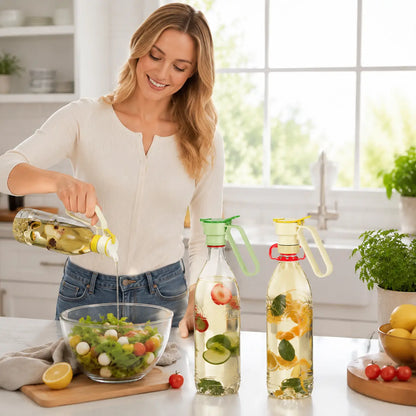 Sohochic Plastic Bottle Pour Spout Cap Dispenser - 2Count, Portable Kitchen Utensil with Carry Handle, Detachable Wide Mouth & Different Caliber, for DIY Oil Pots & Refrigerator Cold Water Making
