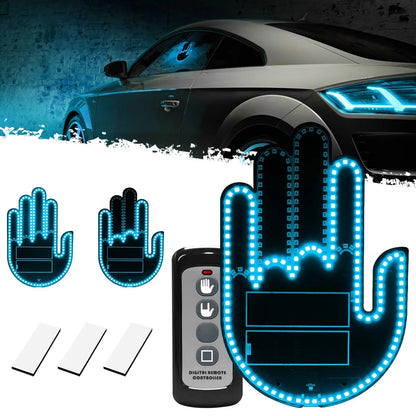 🎉DIBMS Remote Control LED Car Gesture Light – Rechargeable Finger Hand Sign for Rear Window