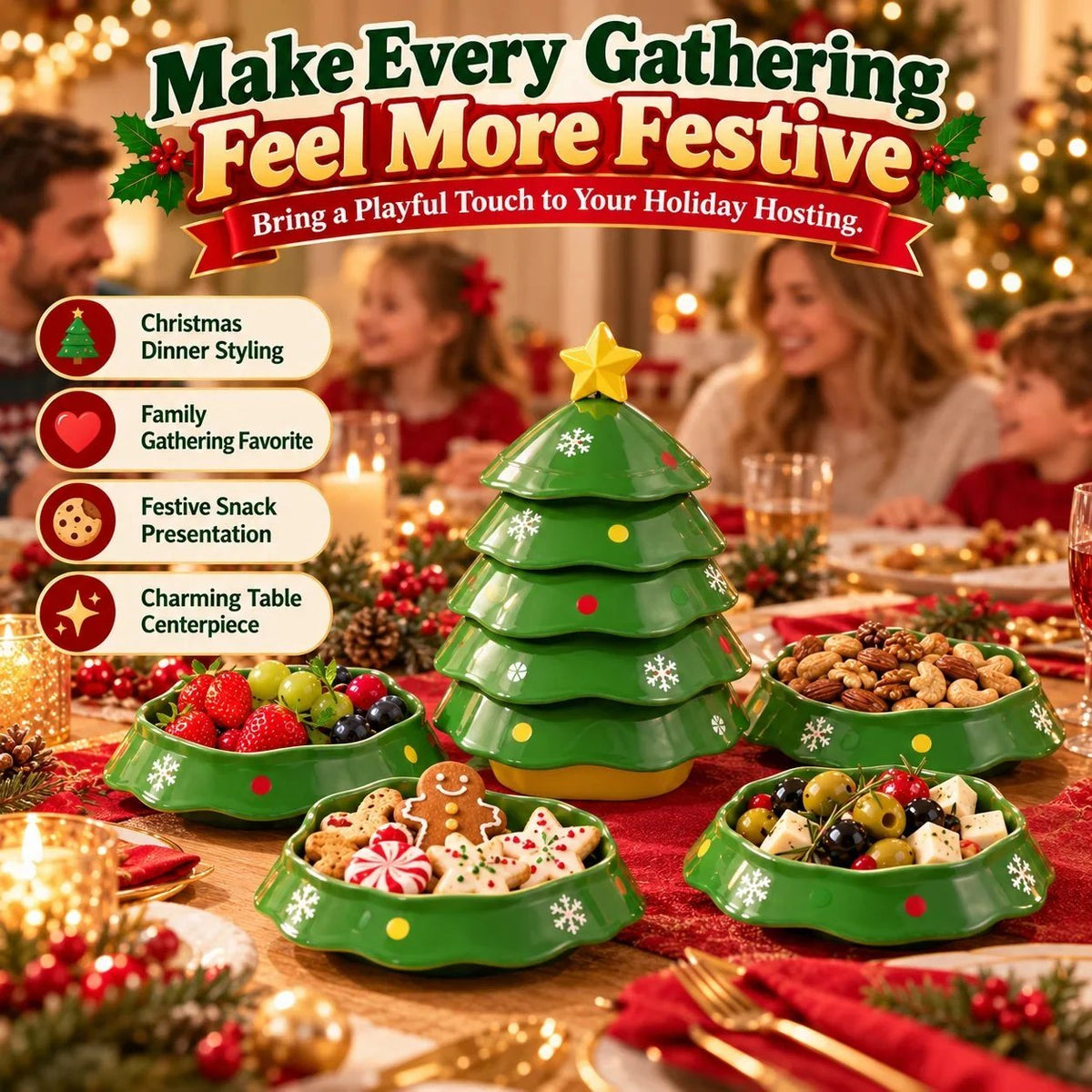 🔥HOT SALE-🎄5-Layer Christmas Tree Serving Tray – Stackable Snack & Dip Bowls, Festive Holiday Table Decor & Christmas Gift 🎁