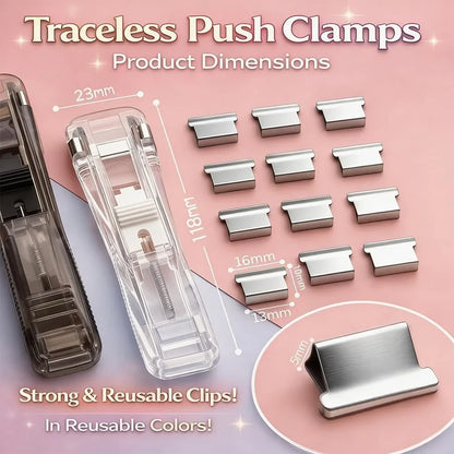 2 Pcs Portable Binder Clip Stapler, with 100 Pcs Small Binder Clips, Non-Destructive Paper Clam Dispenser for Office, Home, School