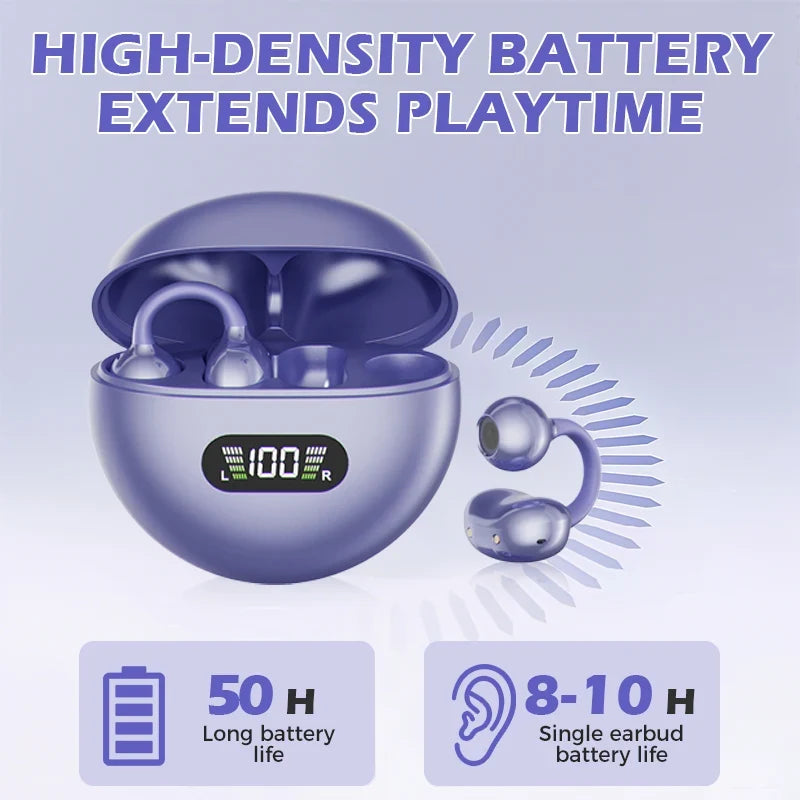 🔥 50% OFF! Open-Ear Clip-On Bluetooth Earbuds 🎧 All-Day Comfort, Immersive Sound & 8–10H Battery!