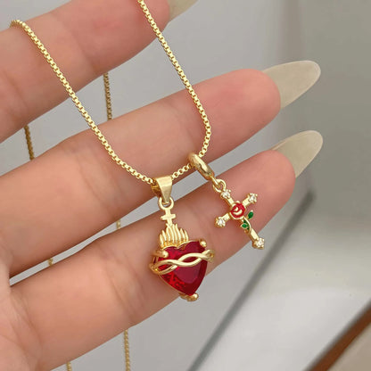 💝 Elegant Sacred Heart Cross Necklace