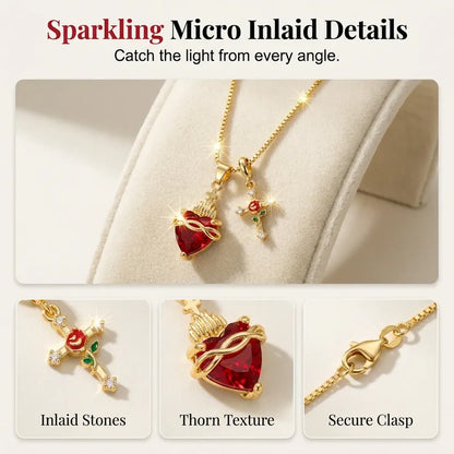 💝 Elegant Sacred Heart Cross Necklace
