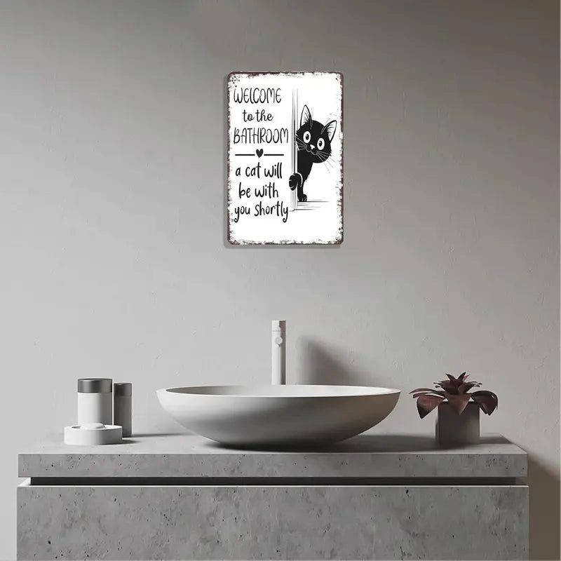 Vintage Black & White Cat Wall Art