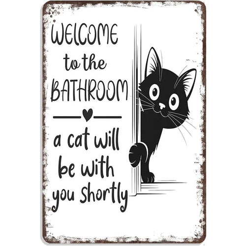 Vintage Black & White Cat Wall Art
