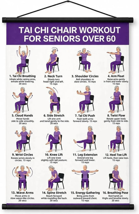 🔥Tai Chi Chair Workout Chart for Seniors (16 x 24 inches)