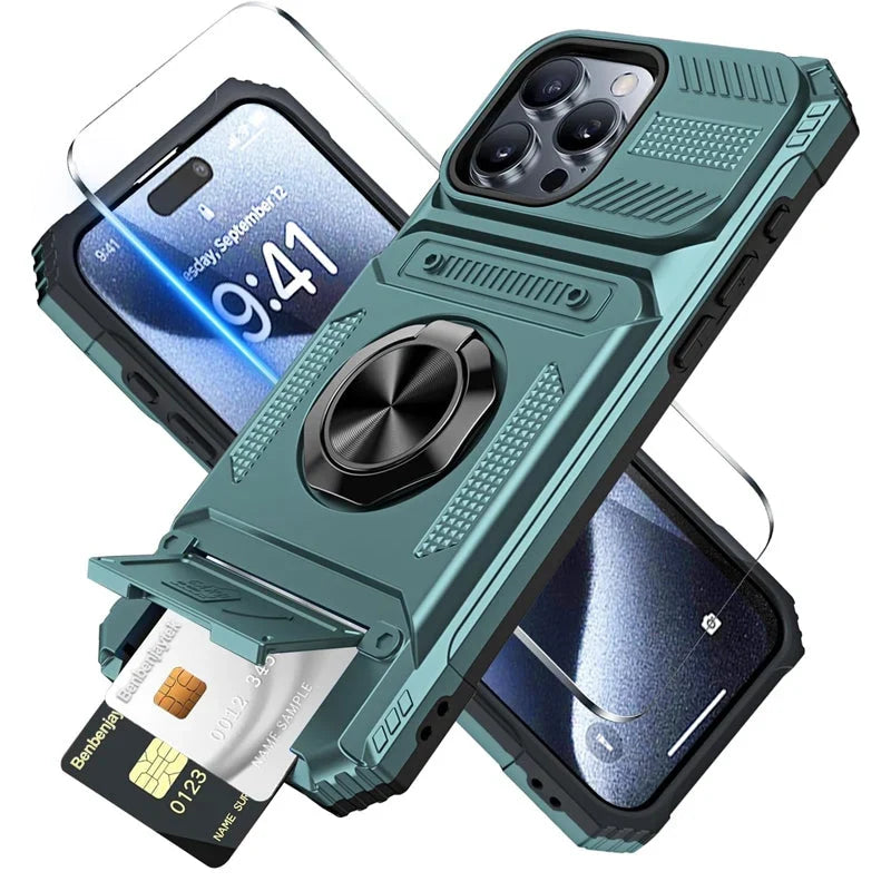 📱 Limited-time 50% Off! 💥 Phone Case With Card Holder & Ring Grip – Kickstand, Magnetic Mount, Drop Protection