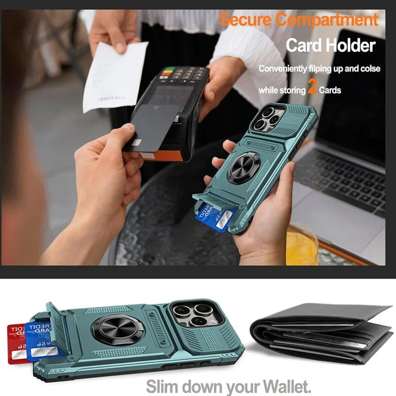 📱 Limited-time 50% Off! 💥 Phone Case With Card Holder & Ring Grip – Kickstand, Magnetic Mount, Drop Protection