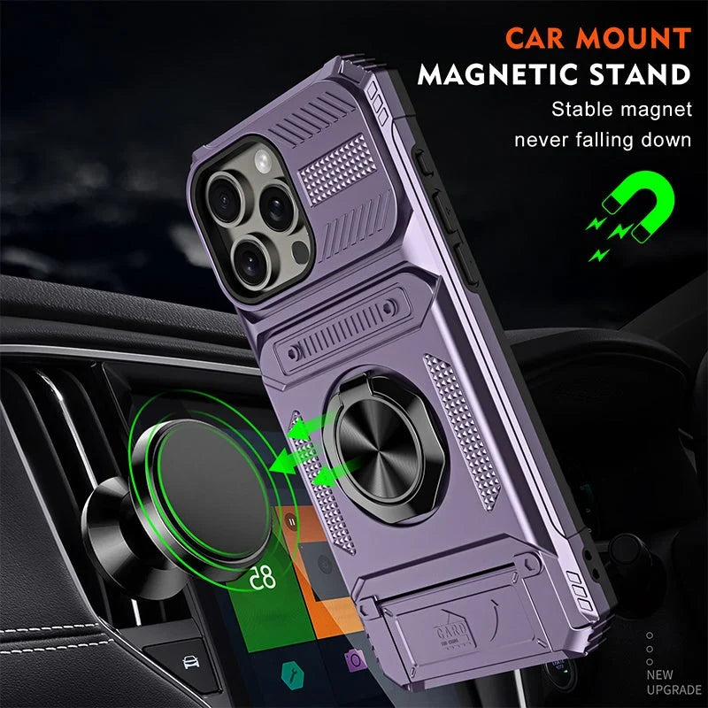 📱 Limited-time 50% Off! 💥 Phone Case With Card Holder & Ring Grip – Kickstand, Magnetic Mount, Drop Protection