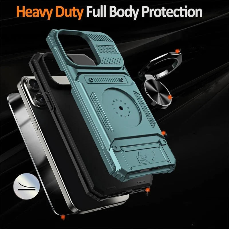 📱 Limited-time 50% Off! 💥 Phone Case With Card Holder & Ring Grip – Kickstand, Magnetic Mount, Drop Protection