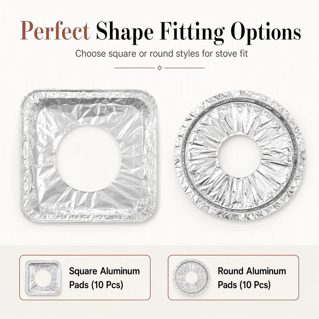 ⏳ Limited-Time Offer! ⏰ 10-Pack Heavy-Duty Foil Gas Stove Burner Liners – Keep Your Hob Clean & Protected with Deep Well Spill Capture 🍳