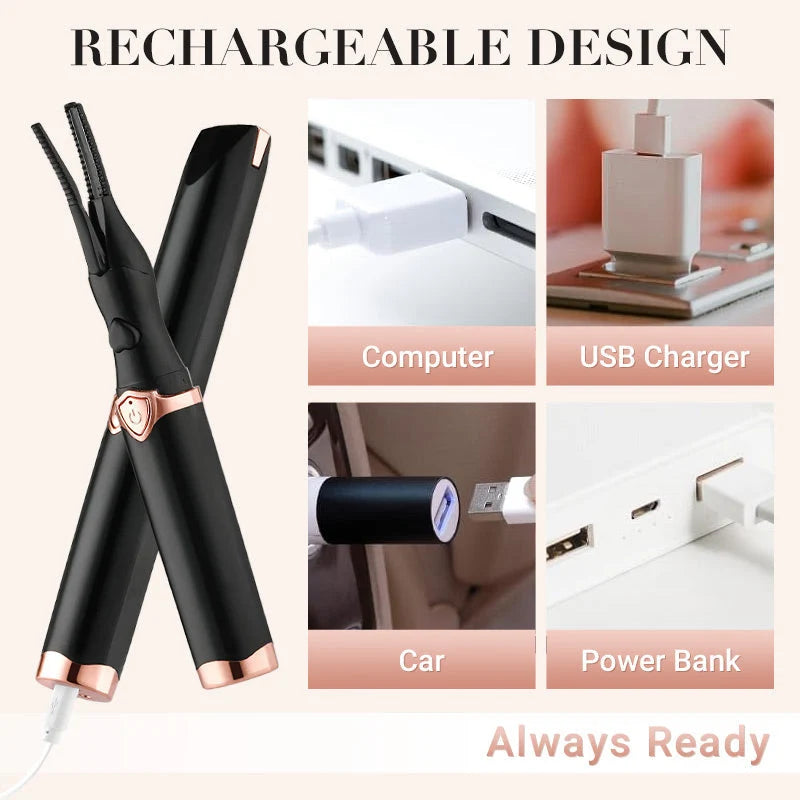 🎁2026 Rechargeable Heated Eyelash Curler for Quick Heating Curling