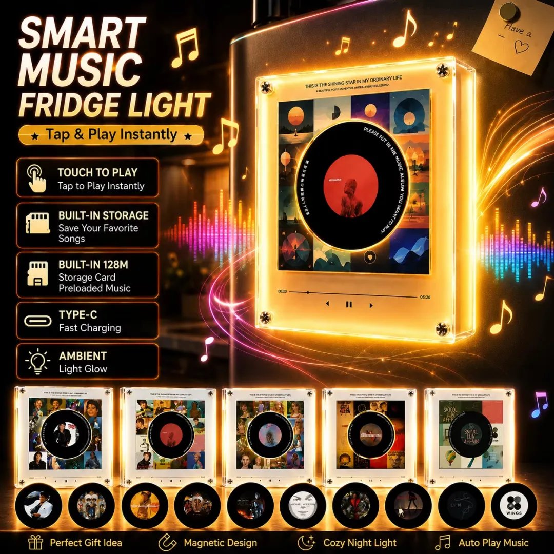 🎵 Iconic Pop Star NFC Fridge Magnet Music Player | Retro Vinyl Style Decor