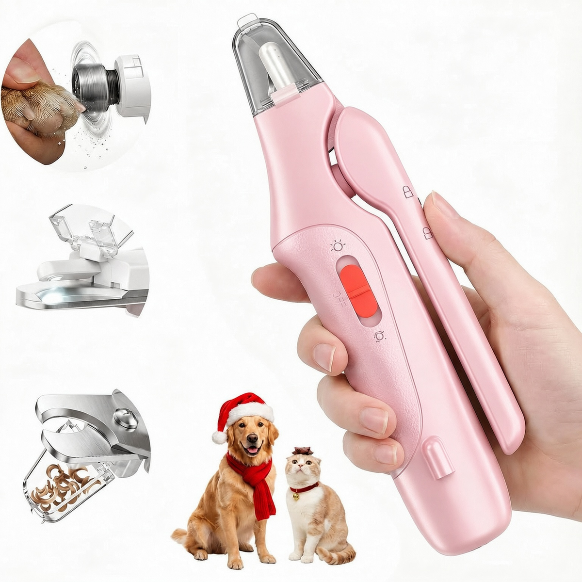 2-in-1 Pet Nail Clippers with Grinder & Dual LED Lights