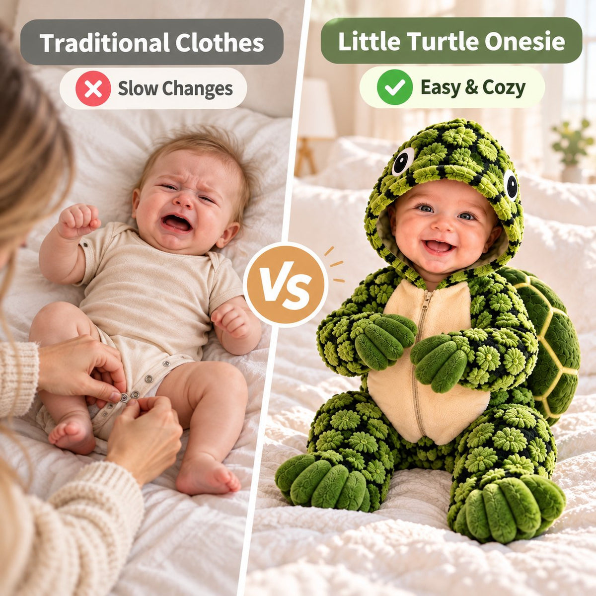 Little Turtle Plush 3D Shell Baby Onesie – Cute Hooded Cozy Romper！！！