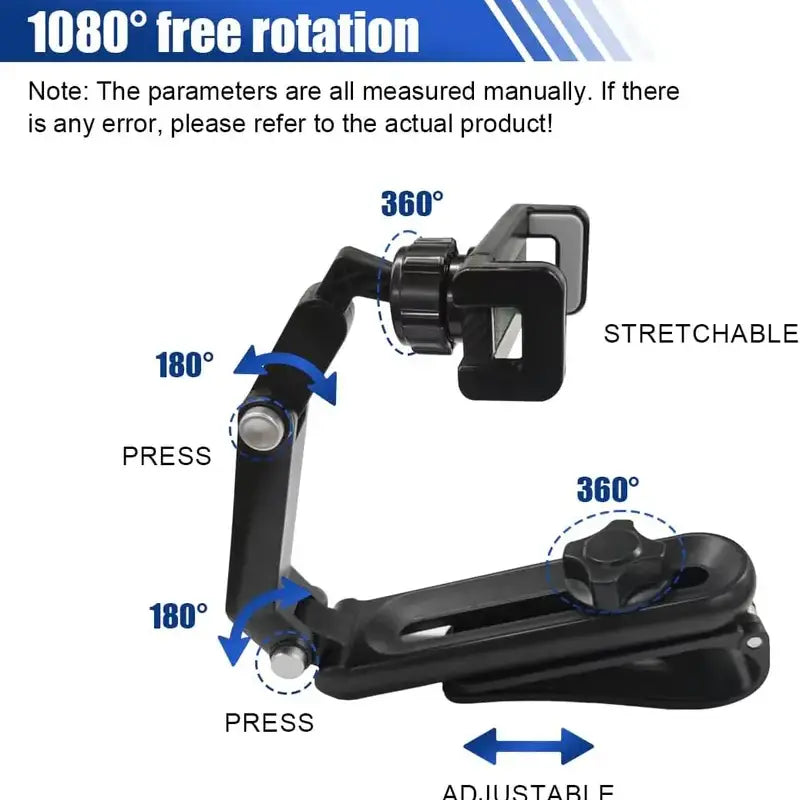 Foldable Car Phone Holder for Sun Visor, Adjustable Arm with 360 Phone Rotation 📱
