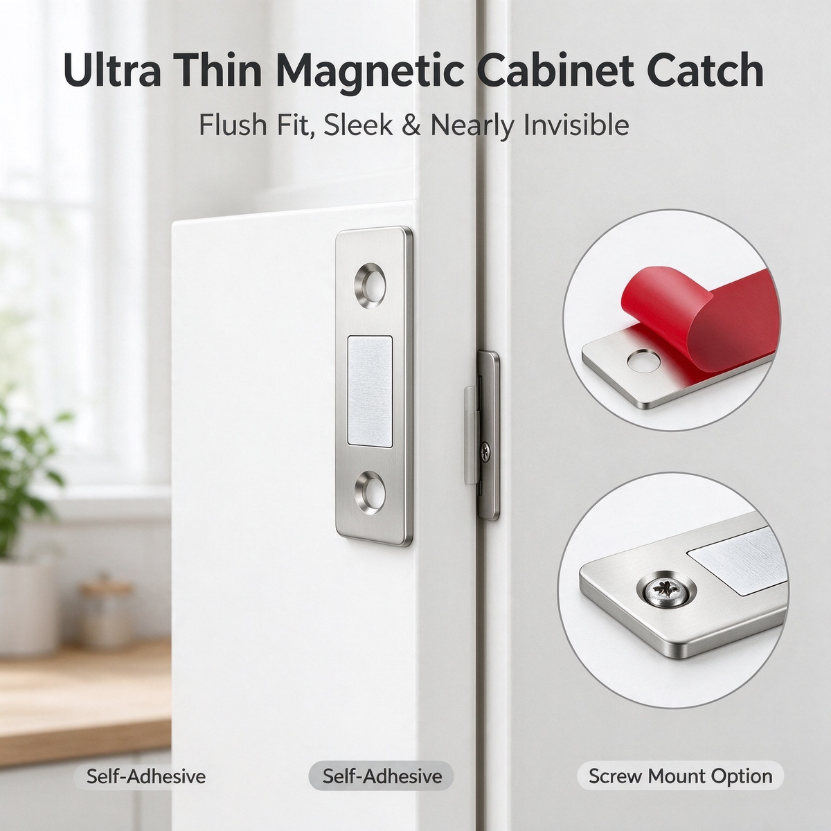 12-Pack Ultra Thin Cabinet Magnetic Door Catch Stainless Steel,Satin Nickel 🧲