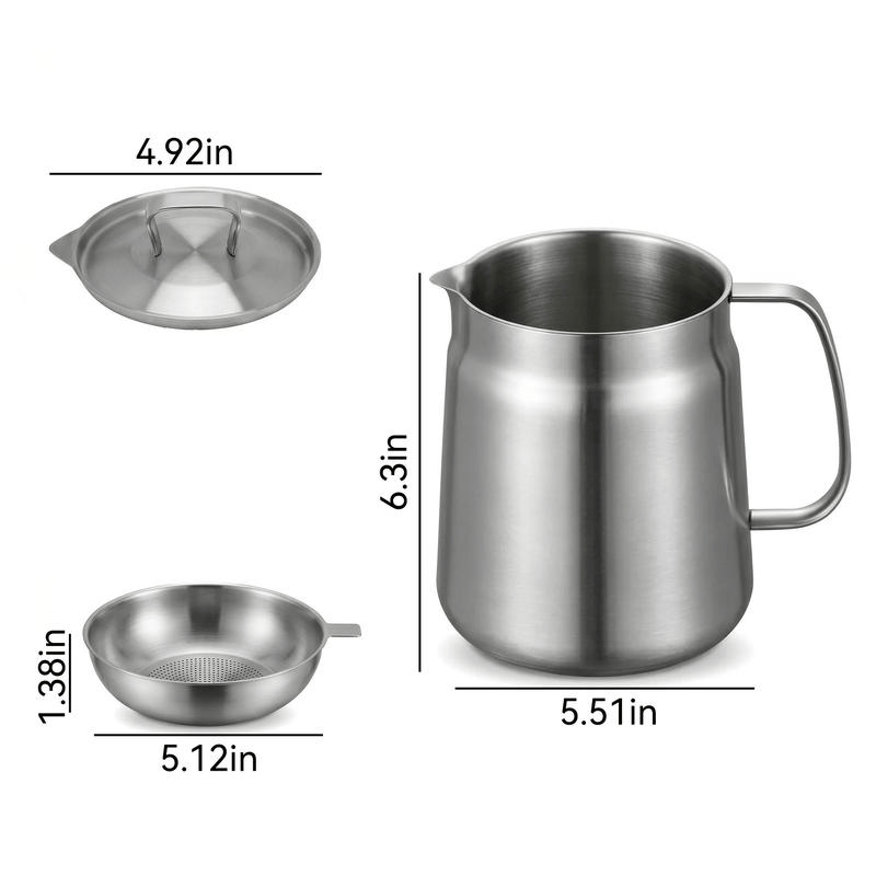 ✨ All-in-One 4-Piece Stainless Steel Deep Fryer & Oil Strainer Pot