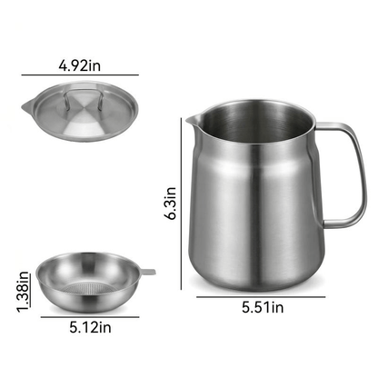 ✨ All-in-One 4-Piece Stainless Steel Deep Fryer & Oil Strainer Pot