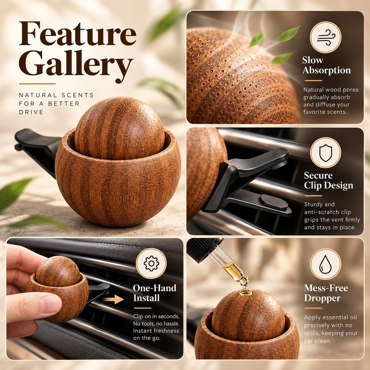 Essential Oil Air Vent Clip - Compact, Elegant & Naturally Refreshing 💧