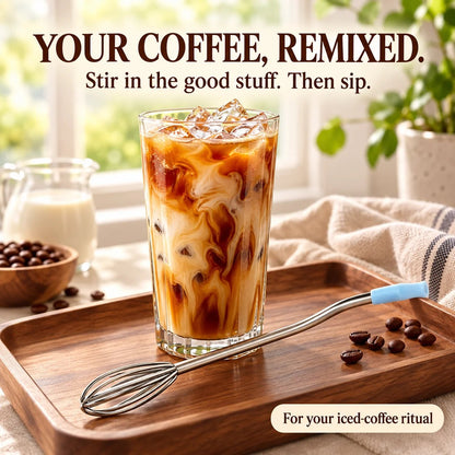 🥤 2 PACK 2-in-1 Stainless Steel Whisk Straw | Mix & Sip (24oz Cup Size)