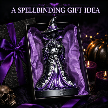 🔥HOT SALES 50% OFF - 🧙‍♀️Midnight Witch &amp; Black Cat Resin Figurine | Gothic Halloween Tabletop Decor &amp; Unique Spooky Gift 🖤