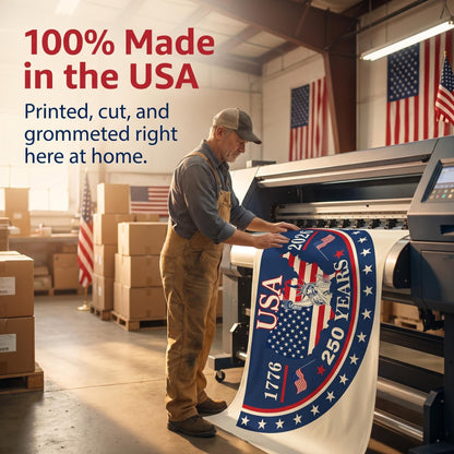 100% Veteran Owned / Handcrafted in USA-250th Anniversary Banner