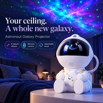 Astronaut Galaxy Projector with 8 nebula effects, remote control and adjustable head