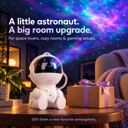 Astronaut galaxy projector as a space themed gift for bedroom and gaming room decor