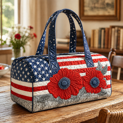 Patriotic Flag Quilted Weekender Travel Duffle Bag👜