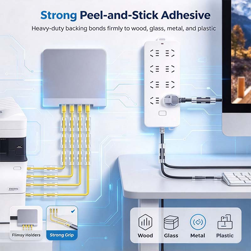 40Pcs Self-Adhesive Cable Clips,  Space-Saving Wire Cord Organizer 🔌