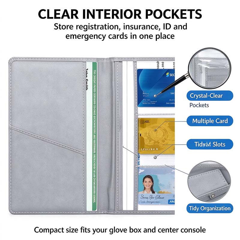 Car Registration & Insurance Card Holder, Magnetic Closure Vehicle Organizer 💳